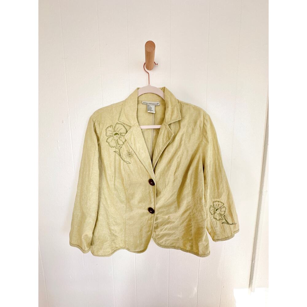 ARCHIVE Requirements Linen Cotton Embroidered Artisan Jacket - Earth Tone - L